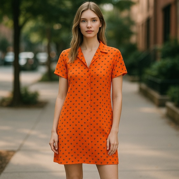 Bella Canvas Dresses & Skirts - NWOT Women’s 🦩 Flamingo Print Summer Boutique Dress In Orange And Blue Size S